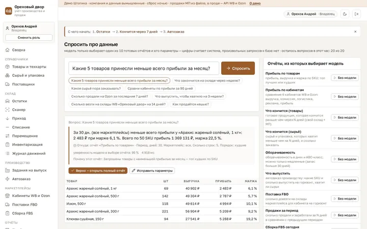 Ответ помощника: источник, уверенность, «верно / исправить»